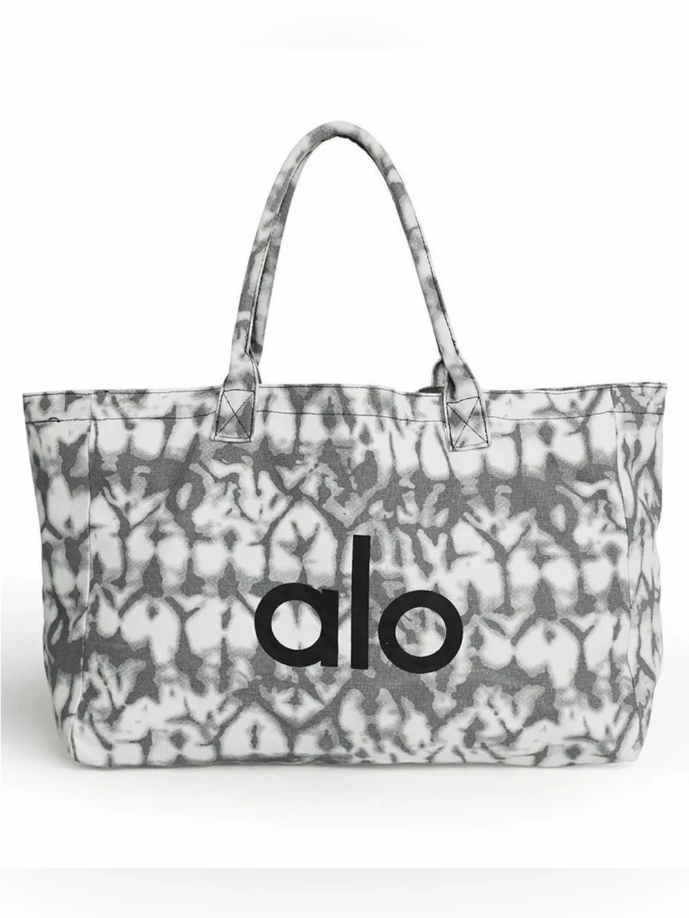 Alo Yoga Gray & White Tie-Dye Large Logo Tote Bag